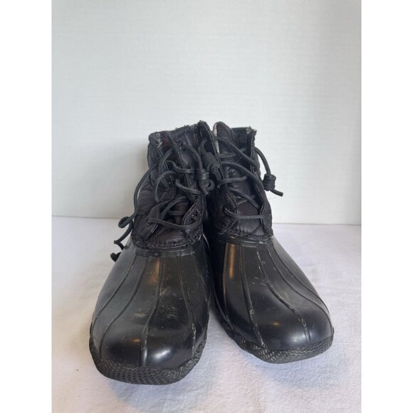 SPERRY Saltwater Nylon Quilted Duck Boot Black Quilted Rain Boots size 9 - Picture 2 of 5